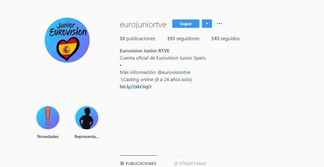 RTVE y la Policía alertan de una cuenta de Instagram falsa para participar en un supuesto casting de Eurovisión Júnior