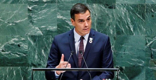 Sánchez celebra ante la ONU la "victoria democrática" de la exhumación de Franco