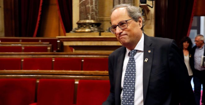 Torra invoca ante el TSJC la libertad de expresión para mantener la pancarta de apoyo a los políticos presos