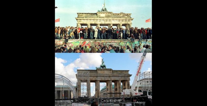 Berlín antes y después de la caída del Muro, en fotografías