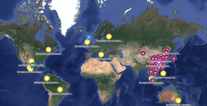 Mapa en tiempo real de la propagación del coronavirus