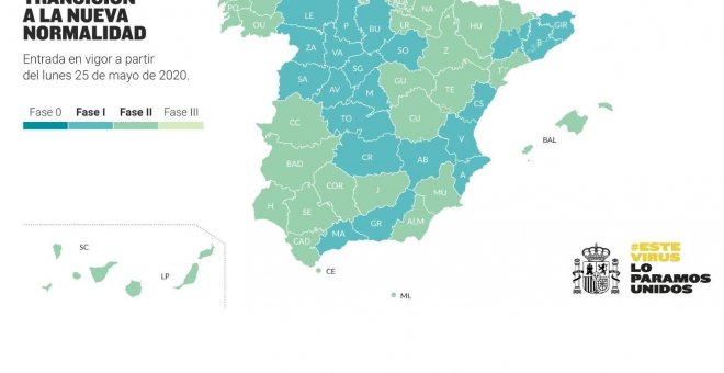 Este es el mapa de la desescalada: todos los territorios de las fases 1 y 2