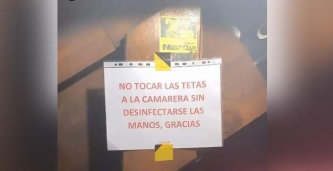 Machismo en un bar de Gijón: "No tocar las tetas a la camarera sin desinfectarse antes las manos"