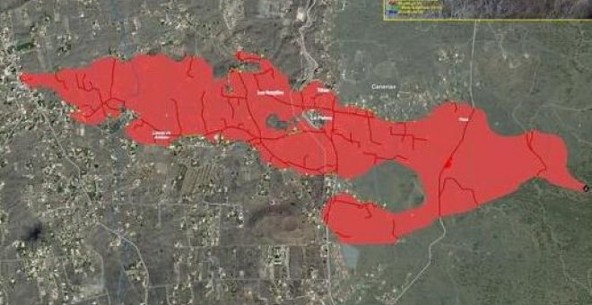 Este es el recorrido de la lava del volcán de La Palma y las casas que ha destruido hasta ahora