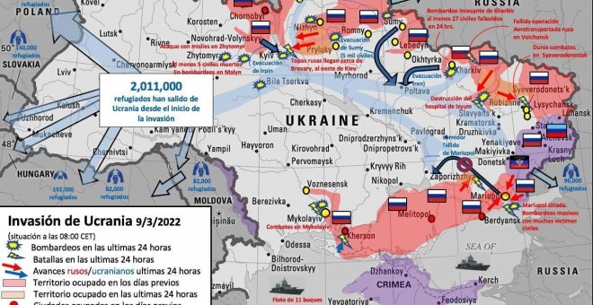 El mapa de la guerra en Ucrania: así avanzan las tropas rusas en el país
