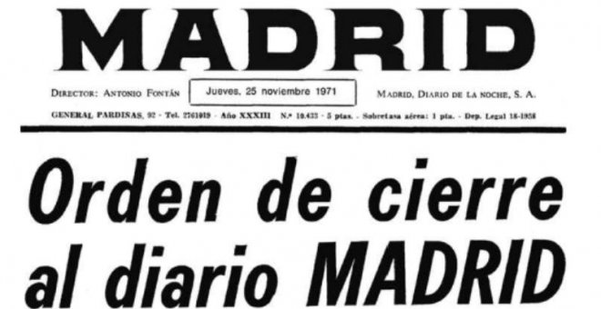 'Madrid', el periódico que nació falangista y murió monárquico que el franquismo clausuró