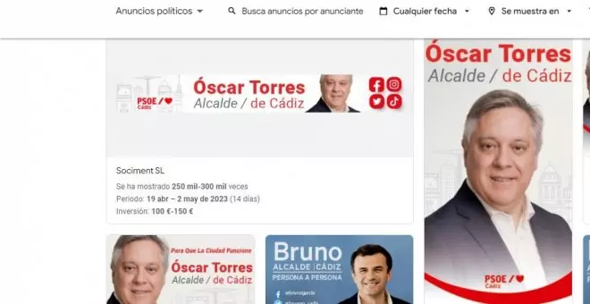 La empresa que contrató anuncios electorales ilegales del PP y PSOE en Cádiz señala a las agencias de los partidos
