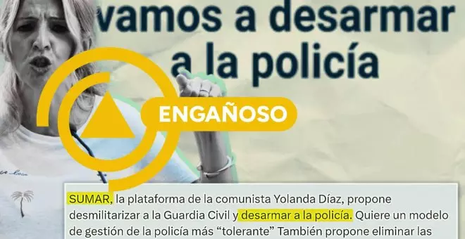 Sumar no propone "desarmar a la policía" en su programa electoral