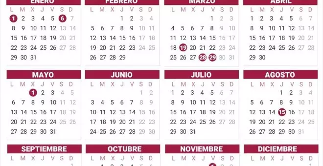 Calendario laboral 2024: estos son los festivos y puentes en España