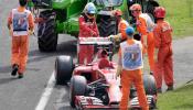 Alonso se retira en la victoria de Hamilton en territorio Ferrari