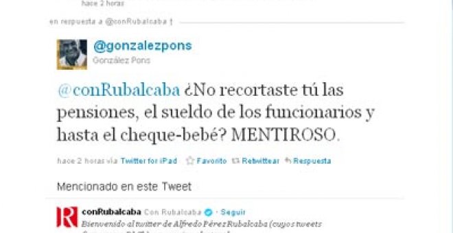 Rifirrafe en Twitter entre González Pons y el equipo de Rubalcaba