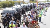 La marcha jornalera entra en Sevilla bajo una formidable vigilancia policial