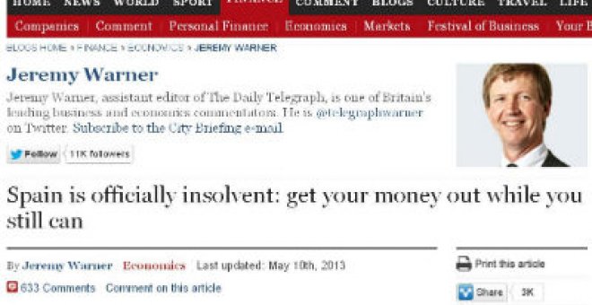 "España es oficialmente insolvente", según el diario 'The Telegraph'