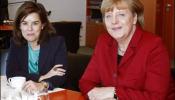 Santamaría, la "chica tan preparada", evita pedir a Merkel políticas de crecimiento