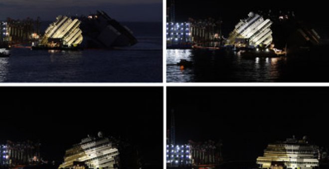 El 'Costa Concordia', listo para salir de la isla de Giglio