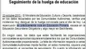 Educación asegura que la huelga ha sido "nula" en Primaria, pero no estaba convocada en ese sector