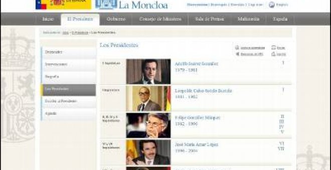 Zapatero retira a Franco de su web