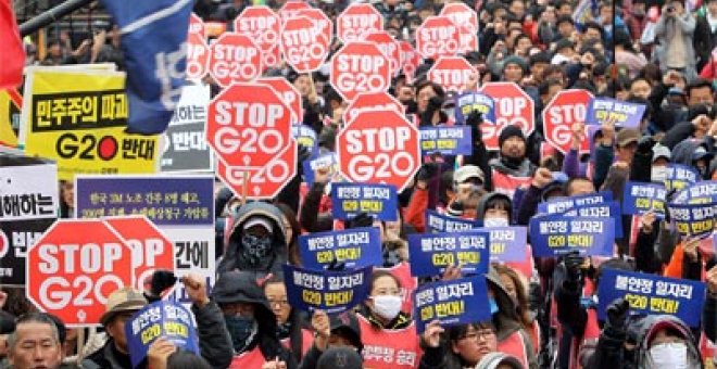 Activistas contra el G20 se enfrentan a la Policía en Seúl