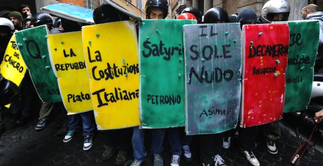 Los estudiantes intentan asaltar el Senado italiano