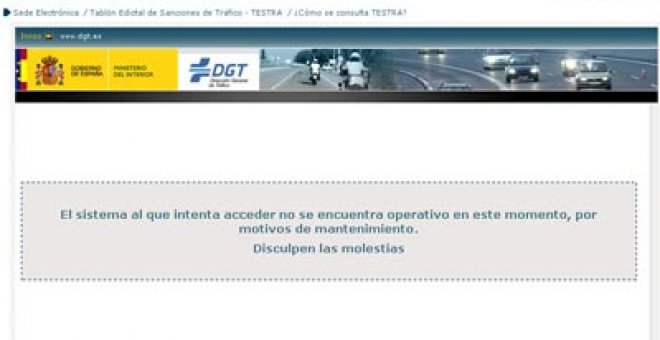 La nueva página web de la DGT se cala en el día de su estreno