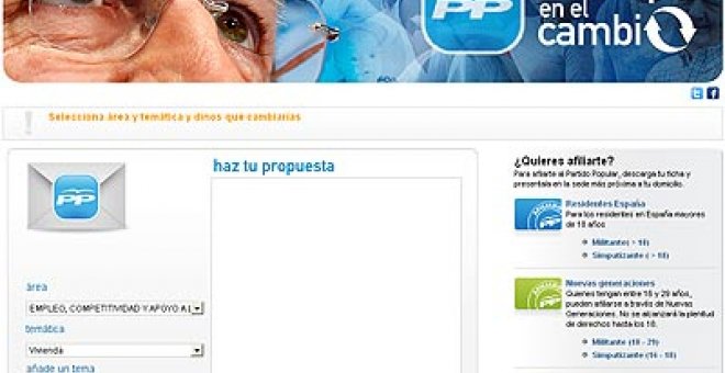 El PP pide ayuda en Internet para elaborar su programa electoral