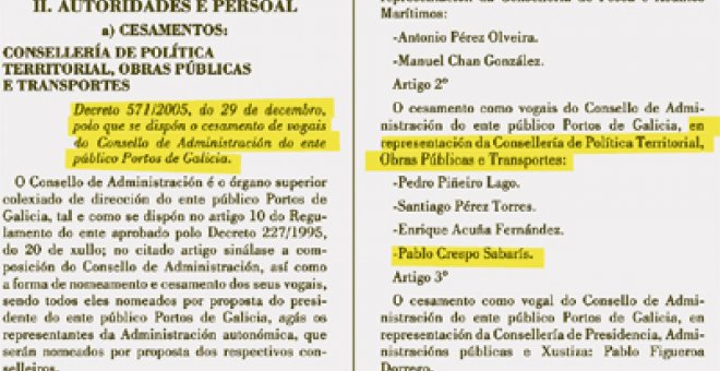 Feijóo dice que Crespo dimitió en 2003, pero su cese es de 2005