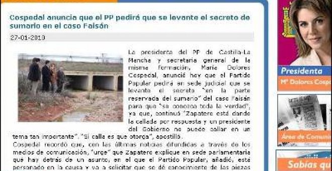 La web del PP de Castilla-La Mancha se olvida de los líos de Cospedal