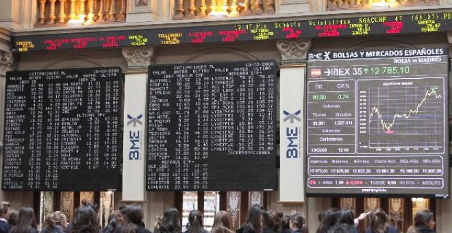 La Bolsa sube el 0,88% a mediodía y el Ibex se encamina a los 14.000 puntos