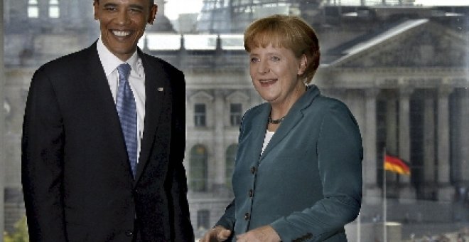 Obama empieza la etapa europea de su gira con una reunión con Merkel