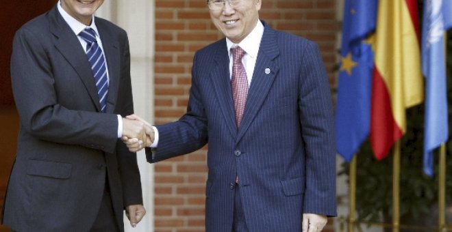 Zapatero recibe al secretario general de la ONU, Ban Ki Moon