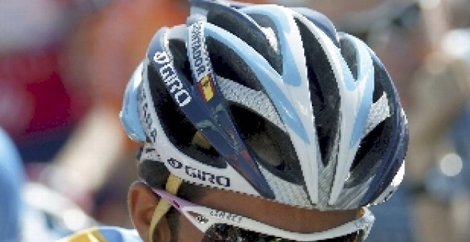 Contador celebra su victoria en Cibeles