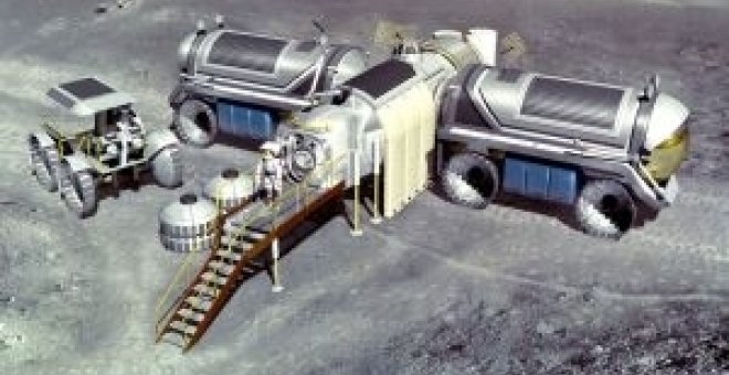 Base lunar construída con hormigón hecho en el satélite