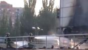 Aparatoso incendio en la terraza de un restaurante de Madrid