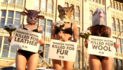Desnudos a 4 grados bajo cero en Berlín contra el uso de las pieles de los animales