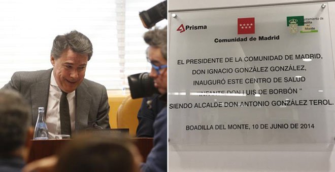 El PP de Boadilla se niega a retirar una placa conmemorativa de Ignacio González pese a ser imputado por corrupción en el caso Lezo
