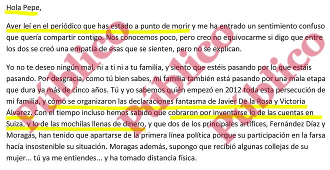 La carta de Josep Pujol a Villarejo: "Hola Pepe. Ayer leí que has estado a punto de morir..."