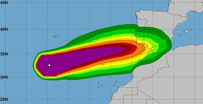 Los pronósticos apuntan a que el ciclón Leslie va hacia Cádiz en lugar de Canarias
