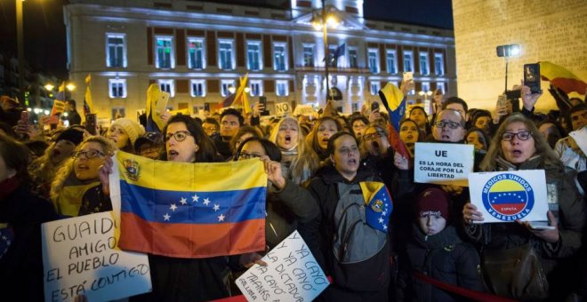 Partidarios de Guaidó irrumpen en una concentración a favor de Maduro en Madrid