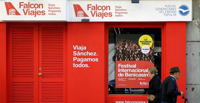 El PP cierra la agencia ficticia Falcon Viajes y la web de la campaña contra Pedro Sánchez