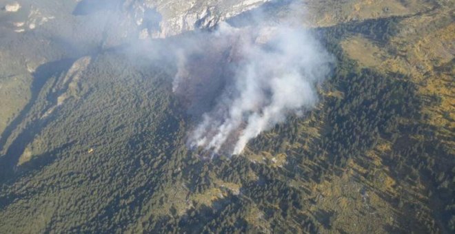 Estabilizado el fuego declarado en el municipio oscense de Tella