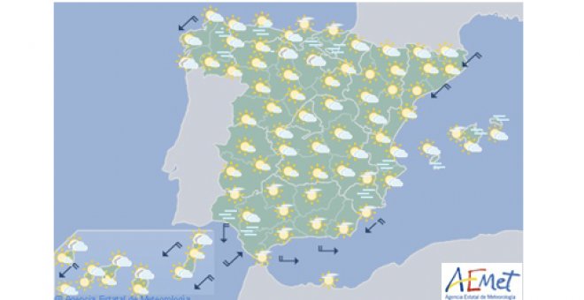 Chubascos y tormentas ocasionales cubrirán el cielo de la mitad norte peninsular durante este jueves