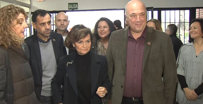 Carmen Calvo asiste al Comité Provincial del PSOE-A