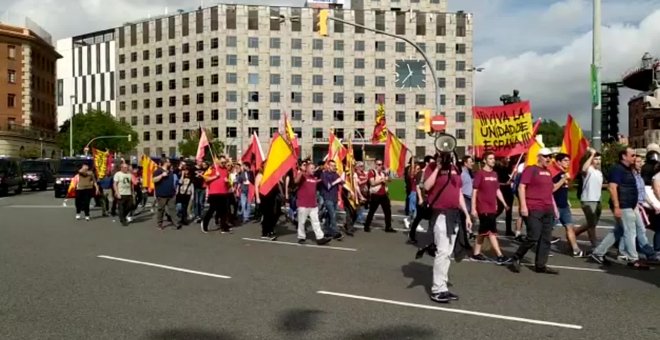 Reivindicaciones en la manifestación en Barcelona el 12 de Octubre