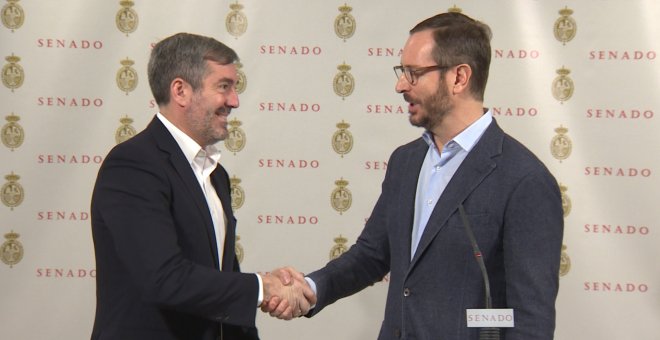 Maroto (PP) y Clavijo (CC) en rueda de prensa en el Senado