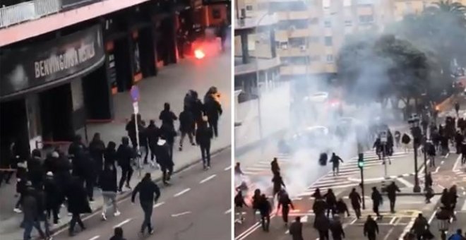 Un detenido y sesenta identificados tras una pelea entre radicales del Valencia y del Barça ante el estadio de Mestalla