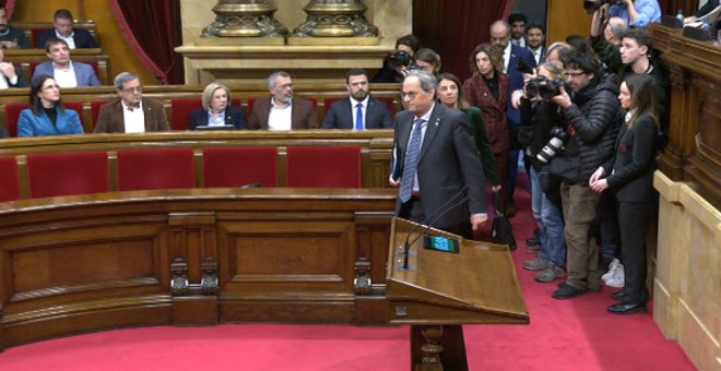 Pleno del Parlament de Catalunya con Torra inhabilitado