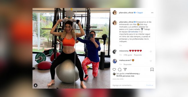 Pilar Rubio entrena junto a su hijo pequeño