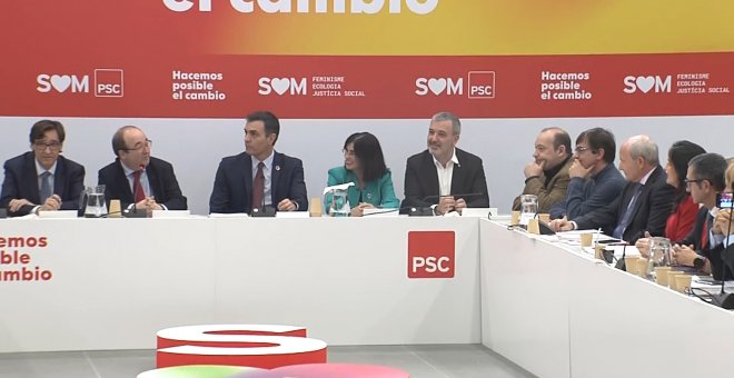 Reunión de trabajo de Pedro Sánchez con el PSC