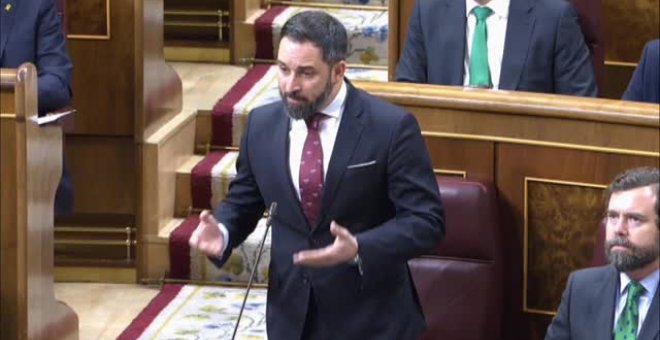 Abascal a Sánchez: "Ha llegado al banco azul cabalgando sobre el fraude electoral y la mentira"