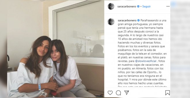 Emotiva felicitación de Sara Carbonero a Isabel Jiménez